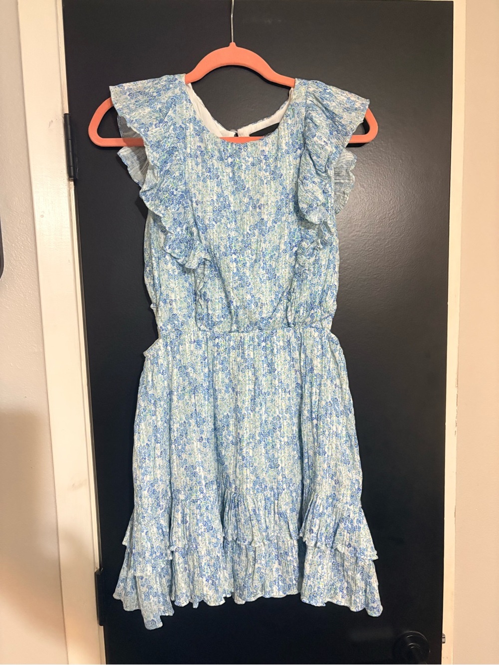 Minkpink, Light Blue Floral Ruffled Sundress, Sz L - Picture 3 of 9